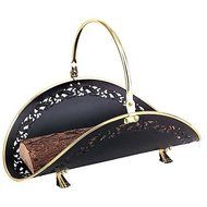 Polished Brass/Black Filigree Body Wood Basket - 21 inch