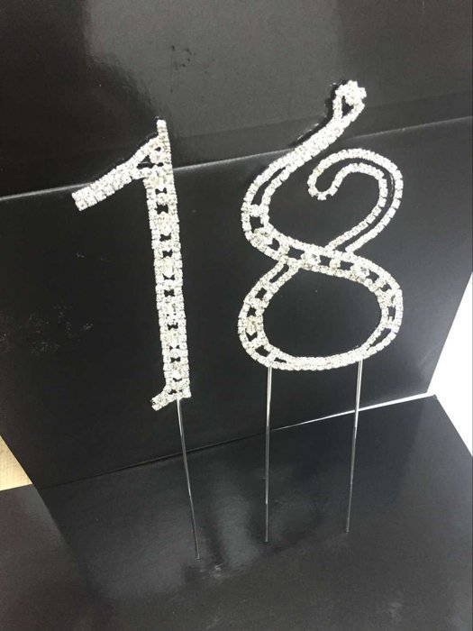 Sharing Star Large Crystal 18 Sweet Eighteen Numbers Bling Birthday Cake Topper Cake Decoration with Crystal Glass...
