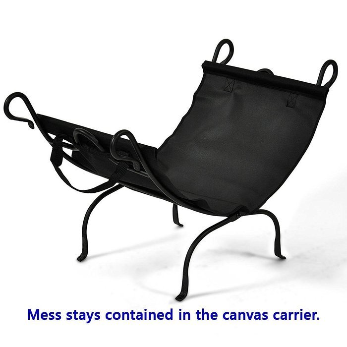 Wrought Iron Log Rack with Black Canvas Firewood Carrier | Perfect For The Hearth or Next to Your Wood Stove