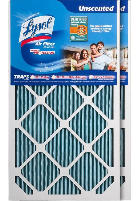 Lysol Triple Protection Furnace/AC Air Filter, 12" x 24" x 1", 2-Pack N57