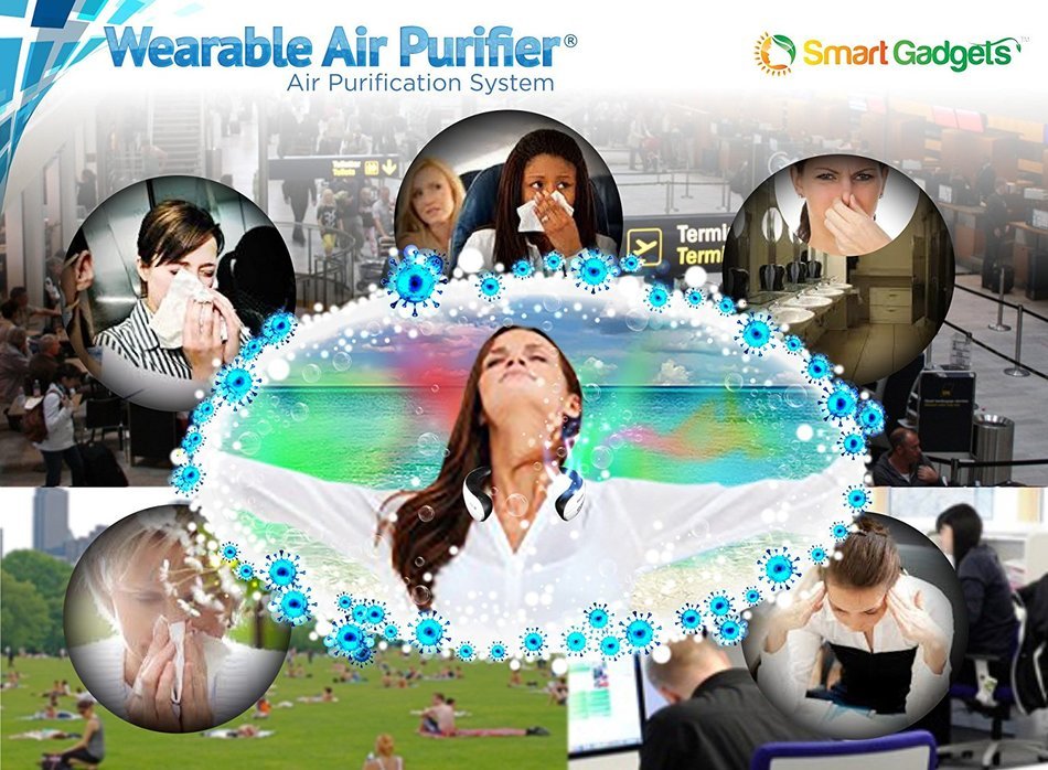 Smart Gadgets Co. 2017 Wearable Air Purifier (WAP) 3 in One (Negative Ion Generator, HEPA Filter, Aroma Diffuser... N3