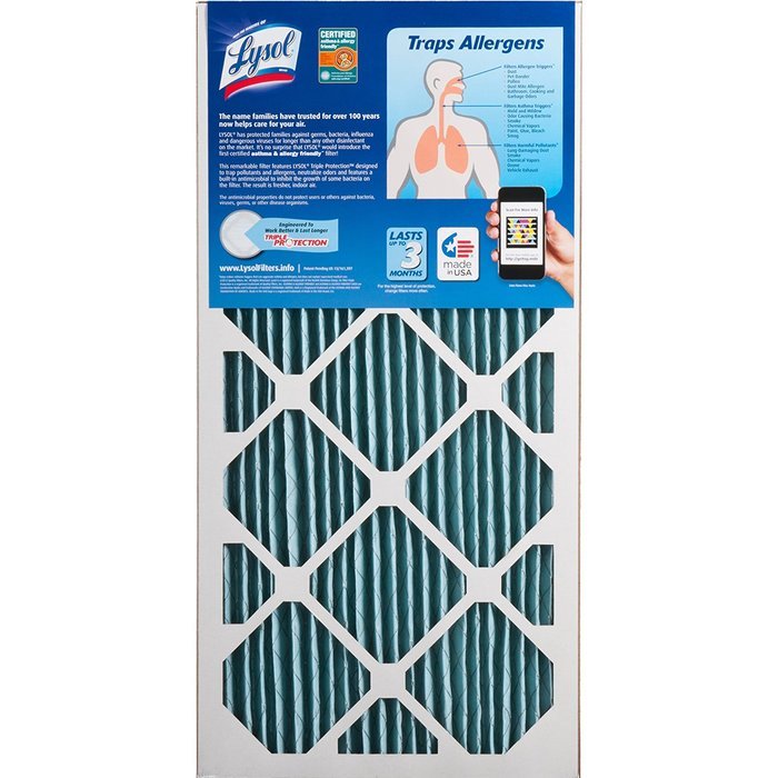 Lysol Triple Protection Furnace/AC Air Filter, 12" x 24" x 1", 2-Pack N62