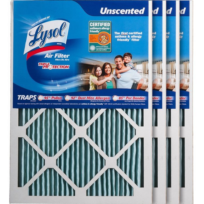 Lysol Triple Protection Furnace/AC Air Filter, 12" x 24" x 1", 2-Pack N63