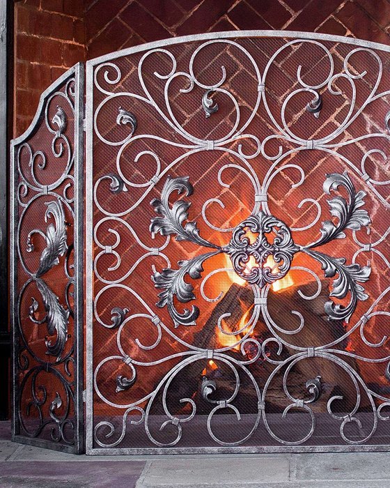 Balsam Hill Estate Fireplace Screen - Pewter | 0.75"L x 52"W x 36"H