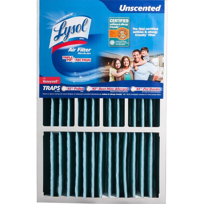 Lysol Triple Protection Furnace/AC Air Filter, 12" x 24" x 1", 2-Pack N66