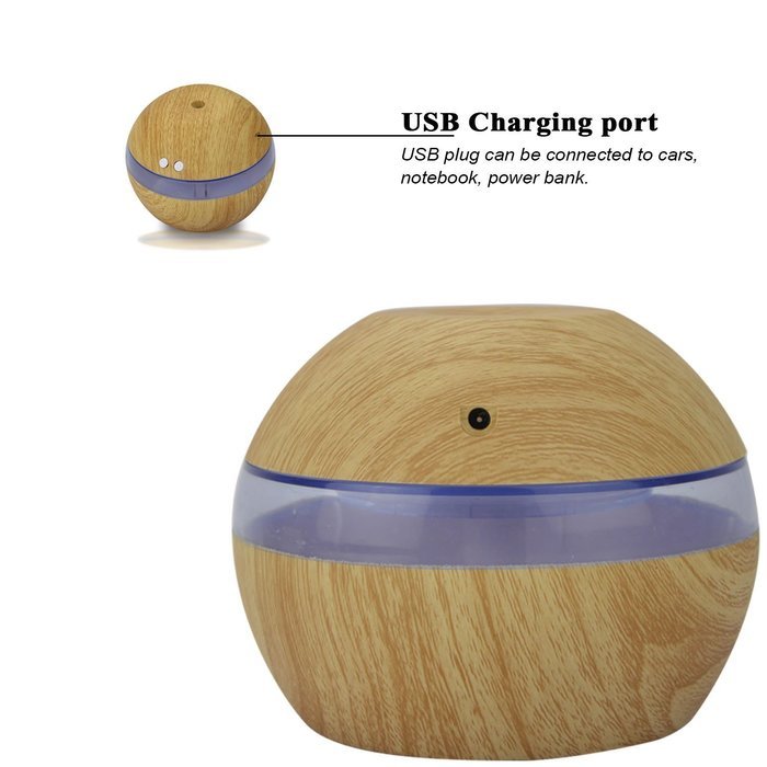 JACKLY USB Air Humidifier 200ml Portable Mini Ultrasonic Cool Mist Diffuser Humidifier Deep Wood Grain for Office...