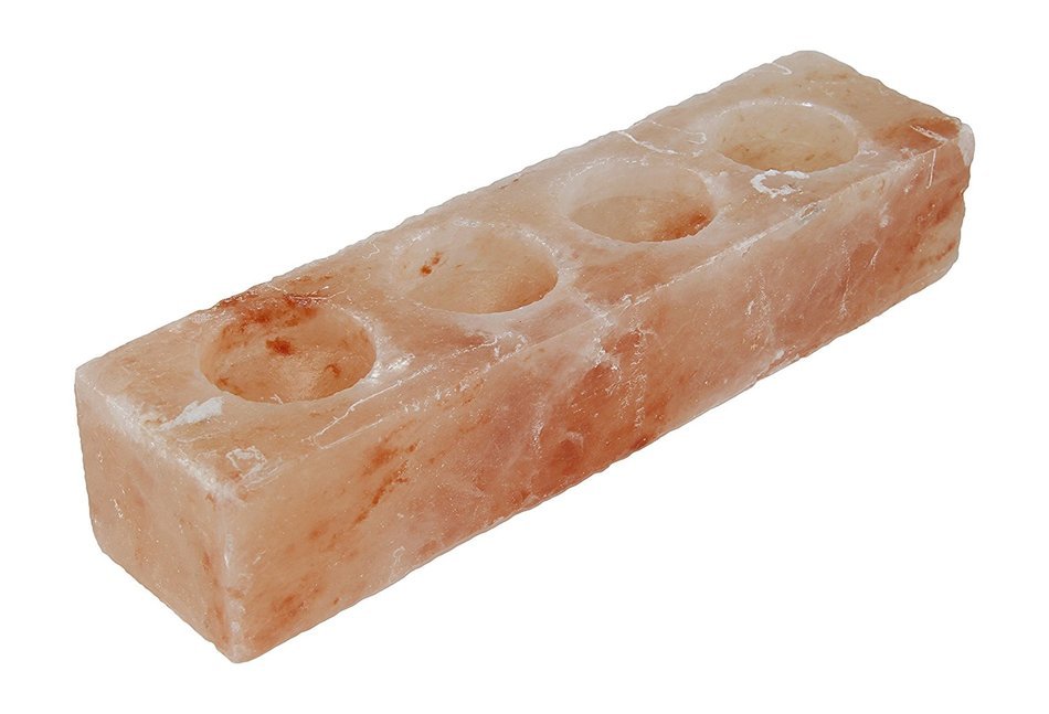 Himalayan Salt Double Candle Holder (2 holes; 5.5 x 2.5 x 2.1 inches) N12
