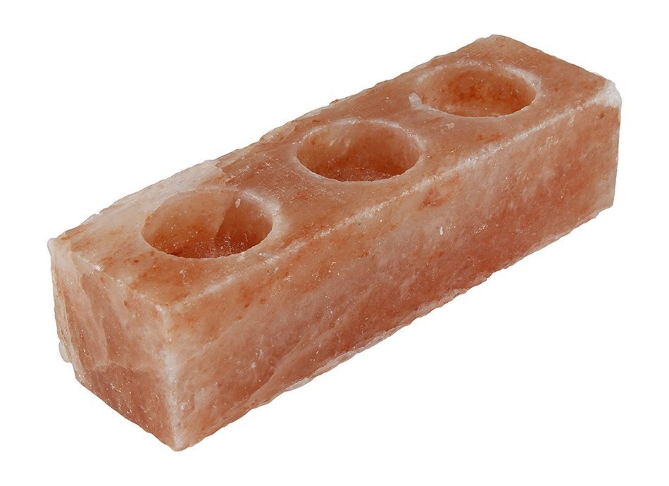 Himalayan Salt Double Candle Holder (2 holes; 5.5 x 2.5 x 2.1 inches) N13