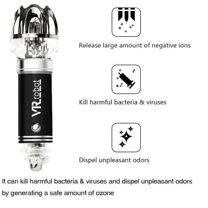 Car Air Purifier by VR-robot,Car Air Fresher,Ionic Purifier,Oxygen Ozone Ionizer, Cleaner Removing Dust, Pollen... N22