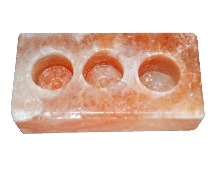 Himalayan Salt Double Candle Holder (2 holes; 5.5 x 2.5 x 2.1 inches) N14