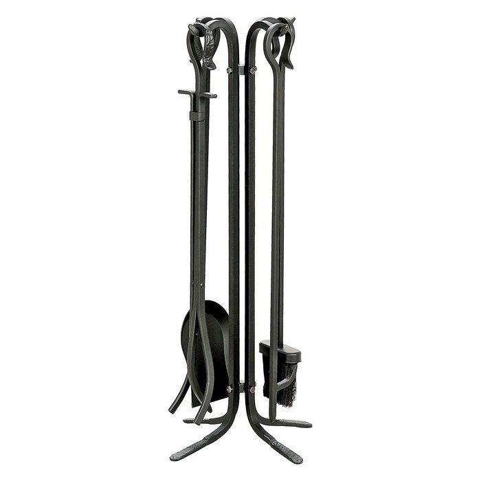 Uniflame Wrought Iron Fireplace Ensemble with Log Rack N2