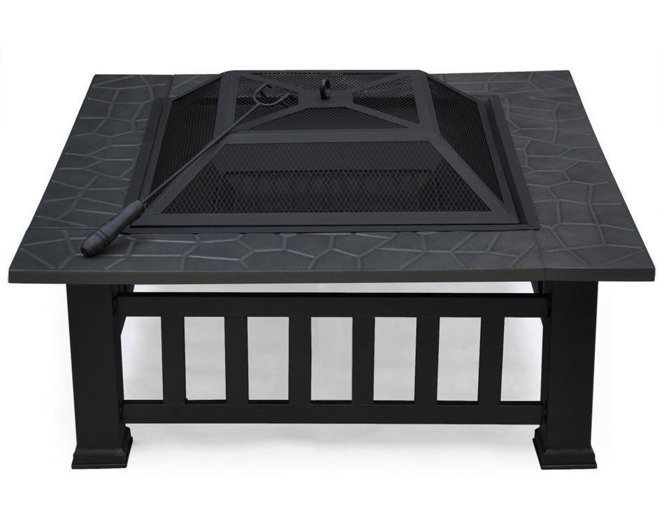 Yaheetech 32-Inch Patio Garden Light Fire Pit with Cover, Black N2
