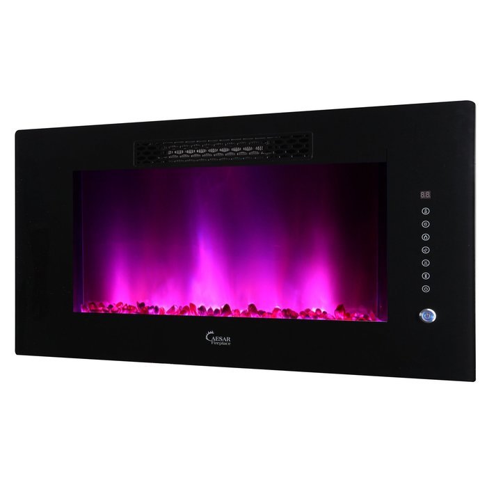 Caesar Luxury Linear Wall Mount Recess Freestanding Multicolor Flame Electric Fireplace, 30-Inch N9