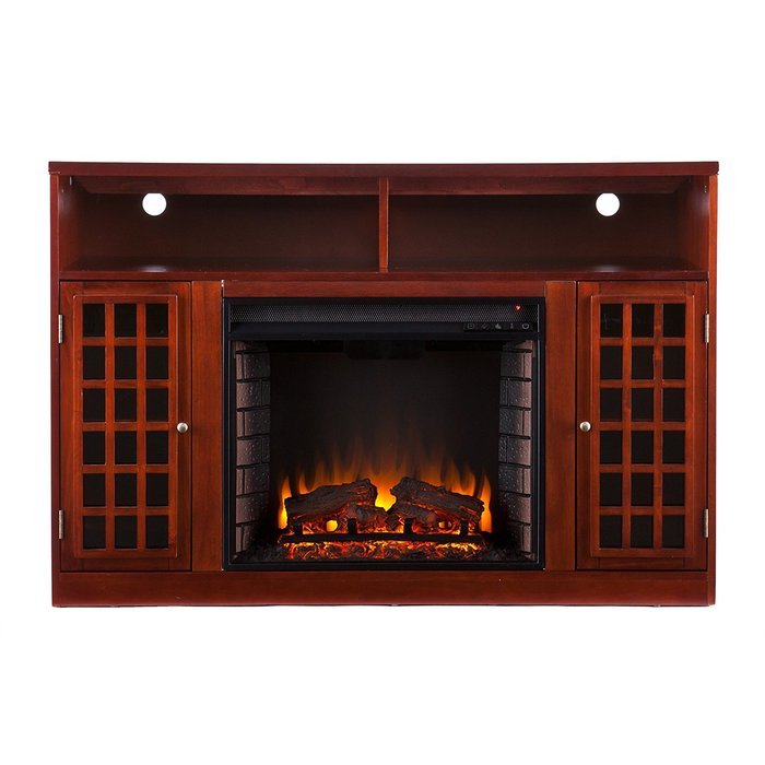 SEI Narita Media Console with Electric Fireplace, Mahogany N3
