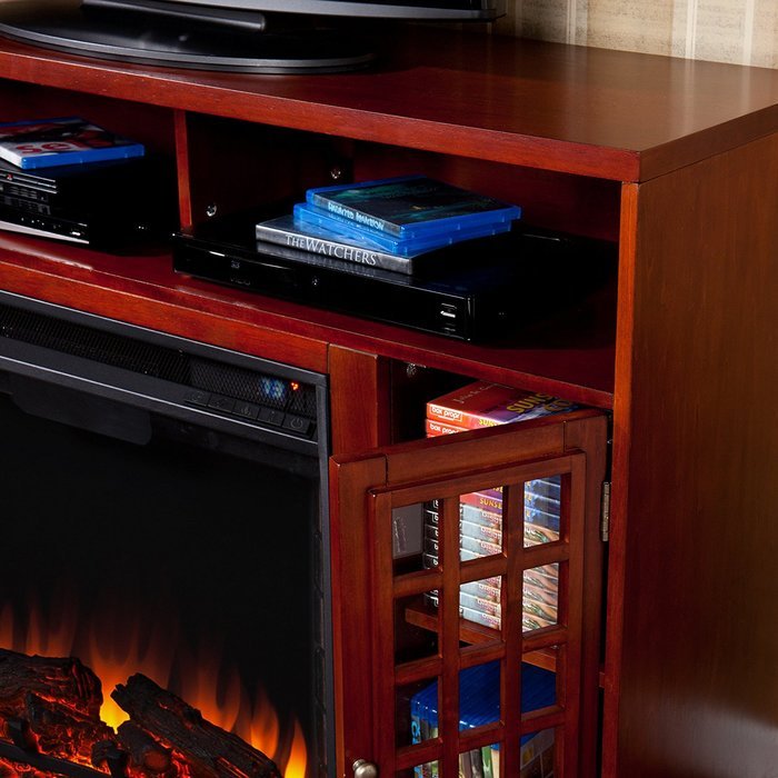 SEI Narita Media Console with Electric Fireplace, Mahogany N4