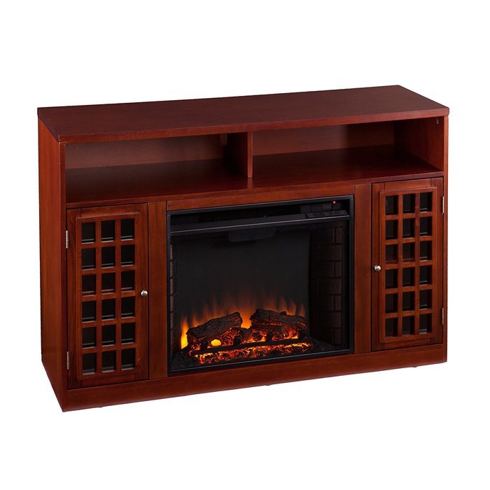 SEI Narita Media Console with Electric Fireplace, Mahogany N5