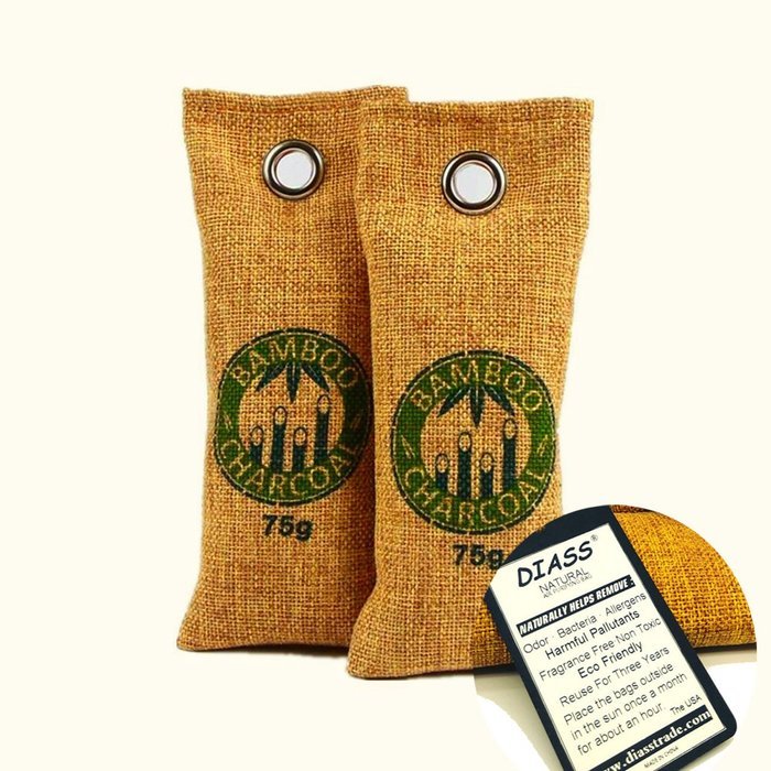 Natural Air Purifying Bags By Diass(Two Bags Per Package） Shoe Deodorizer and Odor Eliminator Naturally Absorbs... N5