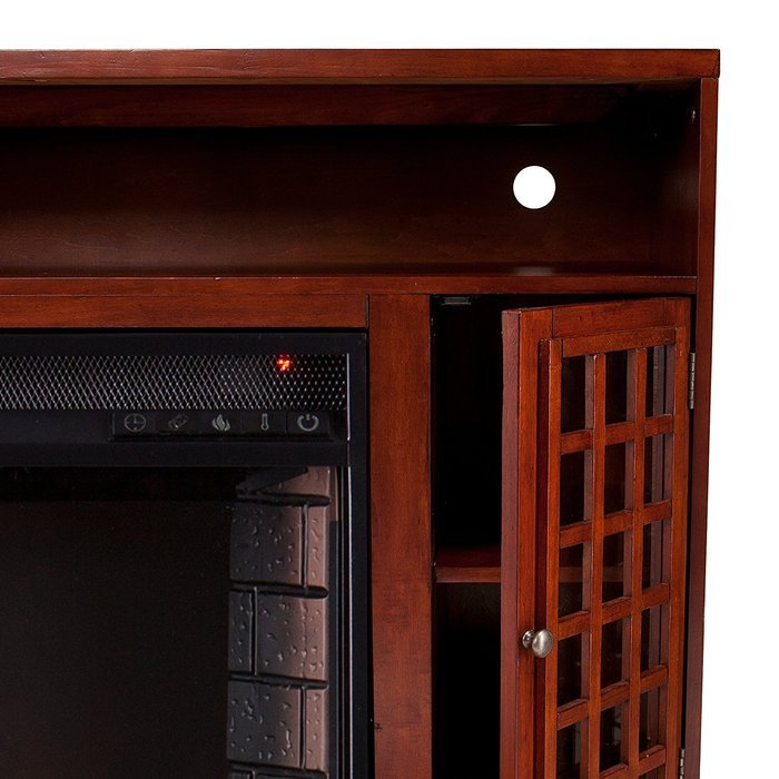 SEI Narita Media Console with Electric Fireplace, Mahogany N6