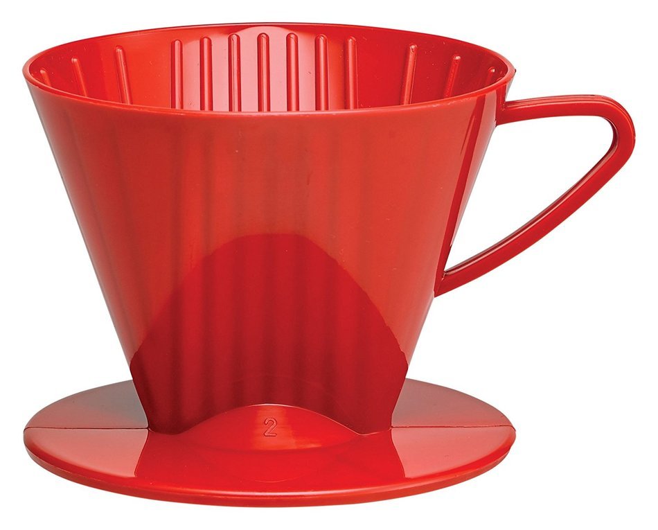 HIC Coffee Filter Cone, Red, Number 2-Size Filter, Brews 2 to 6-Cups