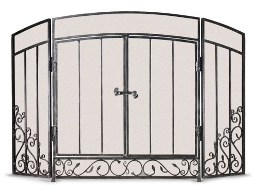 Pilgrim Home and Hearth 19327 Napa Forge Renaissance Folding Screen with Doors, Black finish