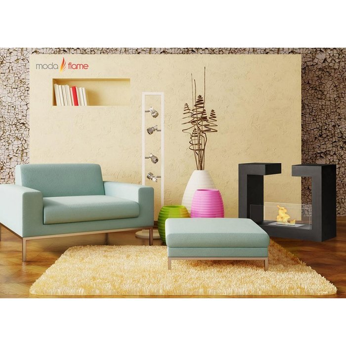Beja Free Standing Floor Indoor Outdoor Ethanol Fireplace in Black
