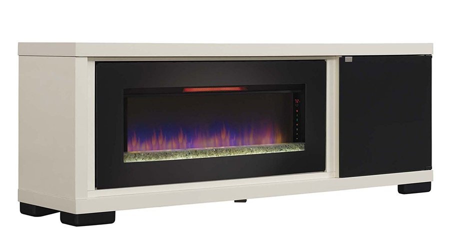 ClassicFlame 47IMM4931-T406 Brickell TV Stand for TVs up to 80", Antique White (Electric Fireplace sold separately) N2