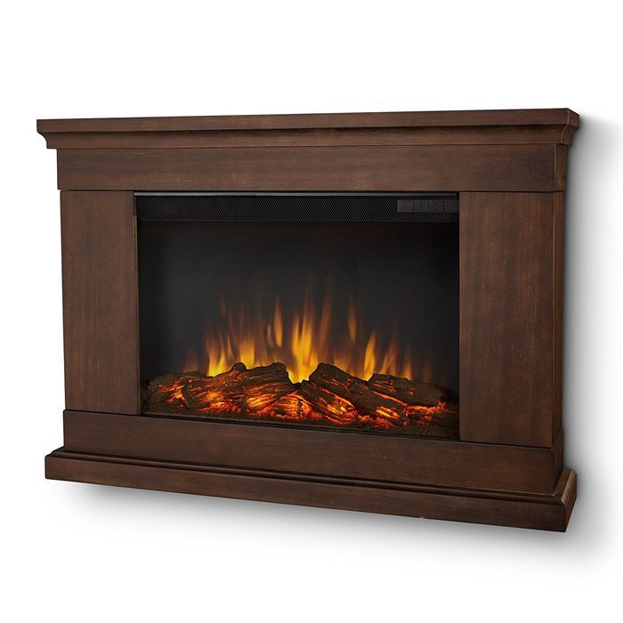 Real Flame Jackson SLIM LINE Wall-hung Electric Fireplace in Vintage Black Maple - Mantel Only