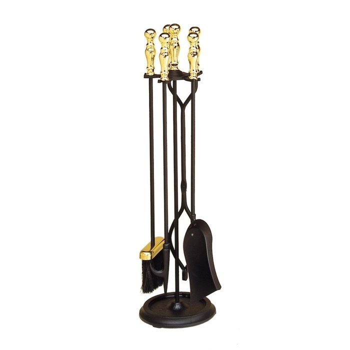 Minuteman International Black and Brass 4 pc. Fireplace Tool Set N2