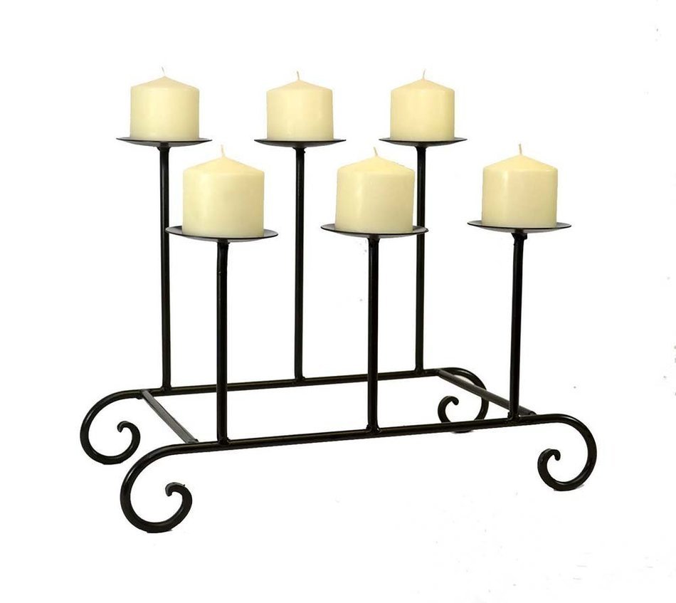 Laredo Iron Fireplace Candle Holder, Six Pillar13 5/8 Inches High by