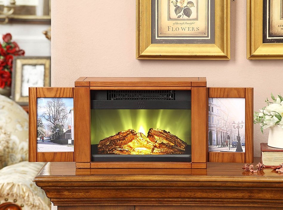 Muskoka MPF-BWL Electric Picture Frame Personal Fireplace with Multiple Setups N3