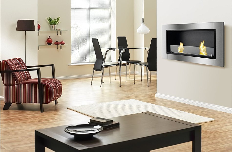 Ignis Lata Recessed Ventless Ethanol Fireplace with Glass