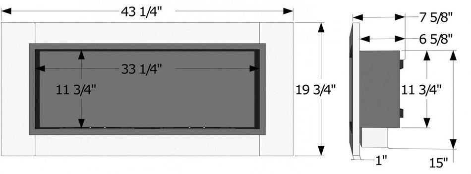 Ignis Lata Recessed Ventless Ethanol Fireplace with Glass N2