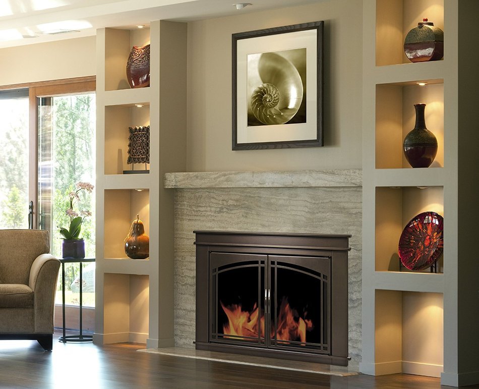 Pleasant Hearth FN-5702 Fenwick Fireplace Glass Door, Oil Rubbed Bronze, Large