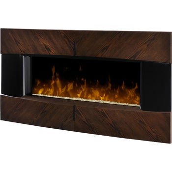 Espresso Finished Wooden Metal Frame Glass Front Wall Mount Electric ...