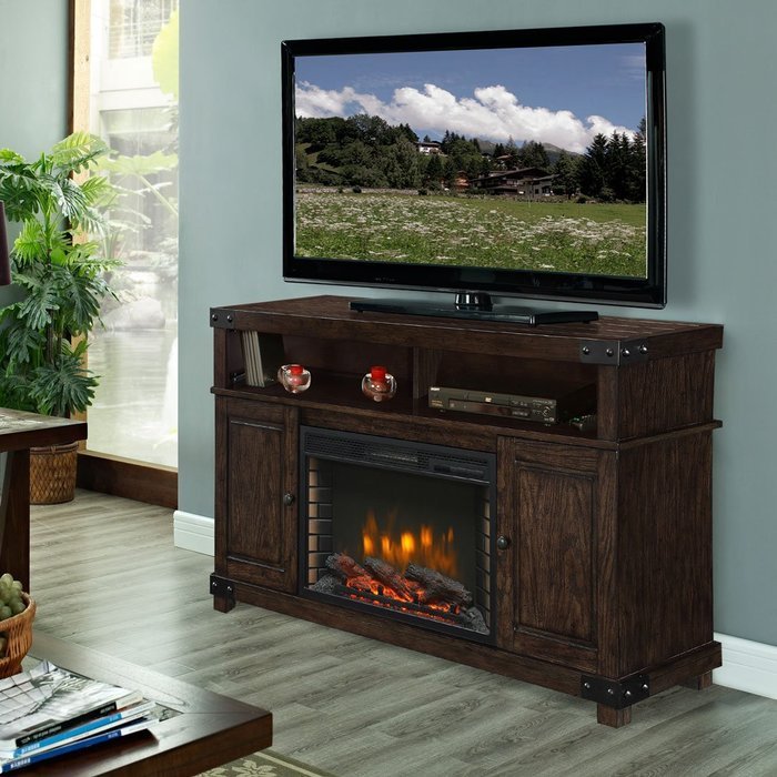 Muskoka 370-161-99 Hudson Media Rustic Brown Finish Electric Fireplace N2