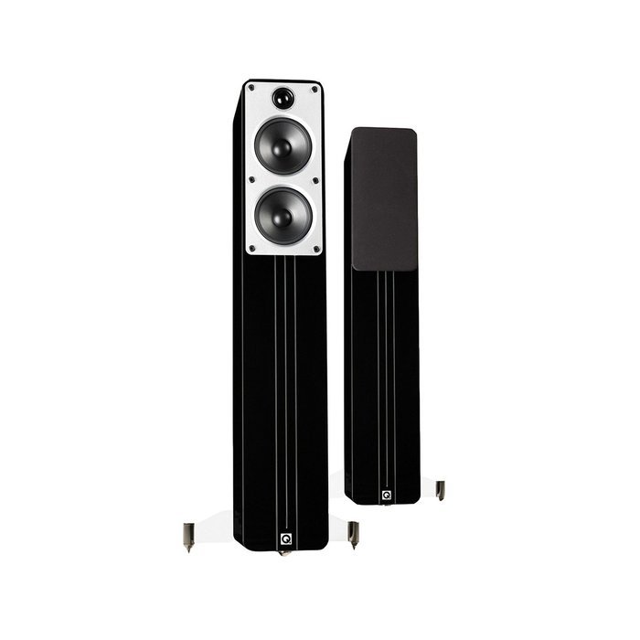 Q Acoustics Concept 40 Floorstanding Speaker Pair (Gloss Black) + QED Silver Anniversary XT Speaker Cable Pair...
