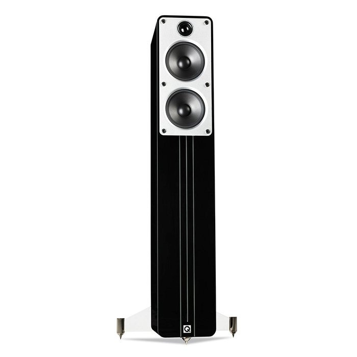 Q Acoustics Concept 40 Floorstanding Speaker Pair (Gloss Black) + QED Silver Anniversary XT Speaker Cable Pair... N2
