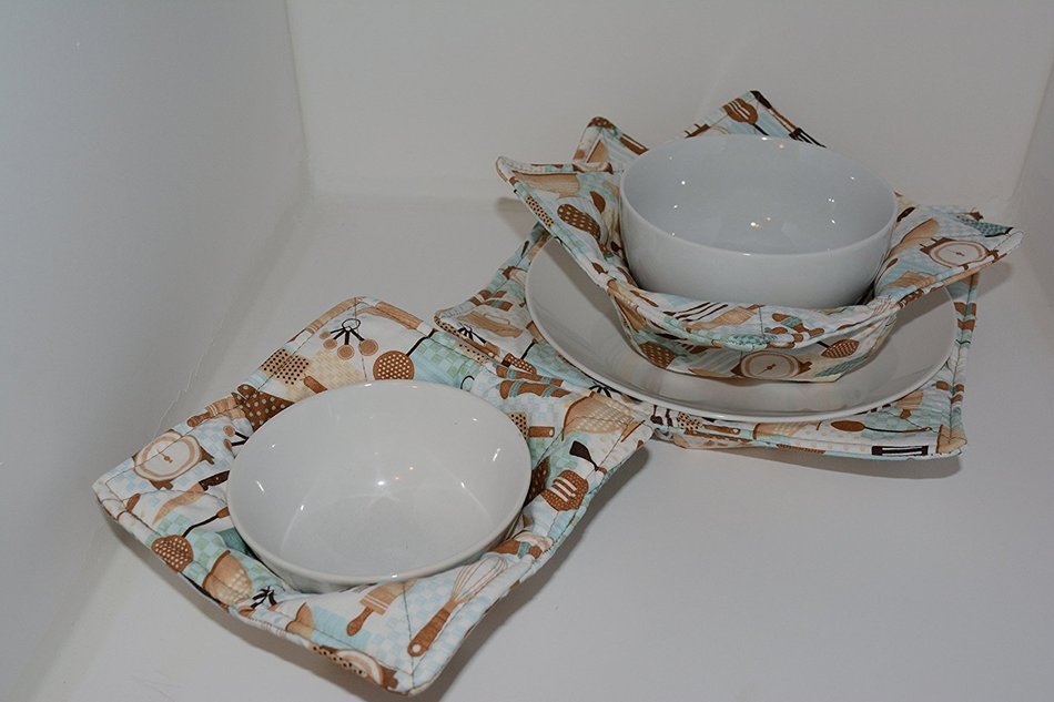 Microwave Bowl Cozies // Set of 3 // 1 Small Bowl Cozy // 1 Medium Bowl Cozy // 1 Dinner Plate Cozy // Retro Kitchen N2