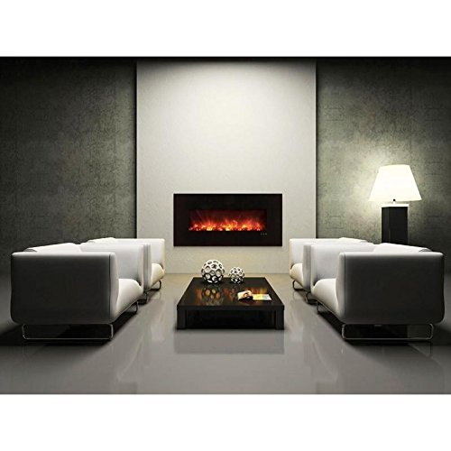 Modern Flames CLX Series Wall Mount/Built-in Electric Fireplace with Black Glass Front, 60-Inch