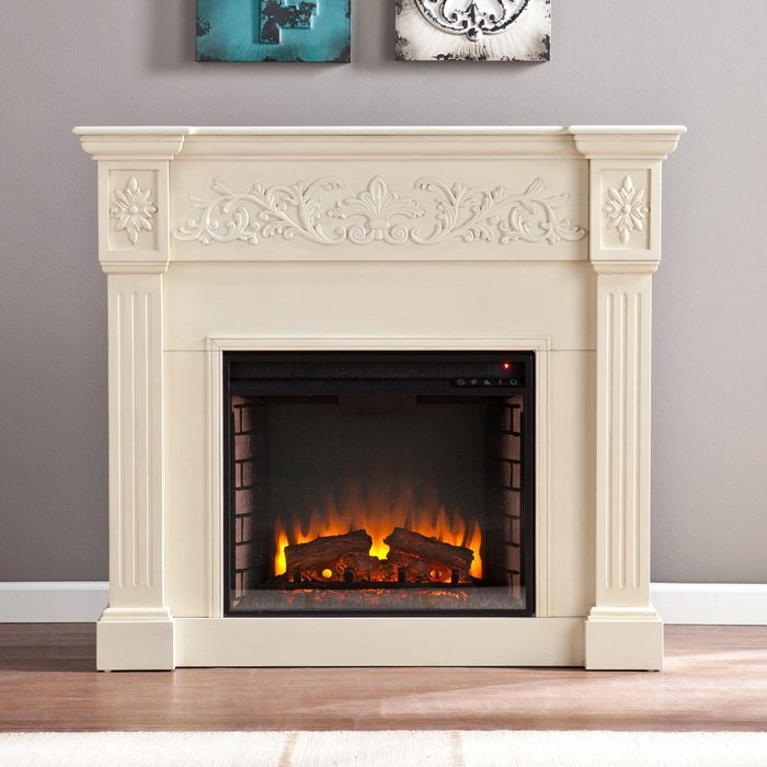 Calvert Carved Electric Fireplace - Ivory N9