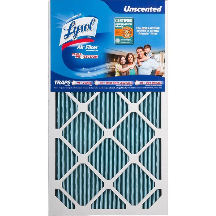 Lysol Triple Protection Furnace/AC Air Filter, 12" x 24" x 1", 2-Pack N73