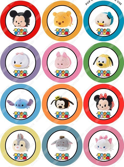 Cakeshop 12 x PRE-CUT Tsum Tsums Edible Cake Toppers - Premium Wafer Paper