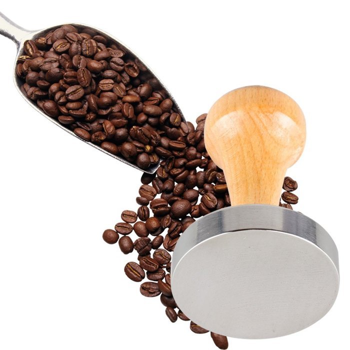 Premium Stainless Steel Ground Coffee Tamper with Rosewood Handle, 58mm base