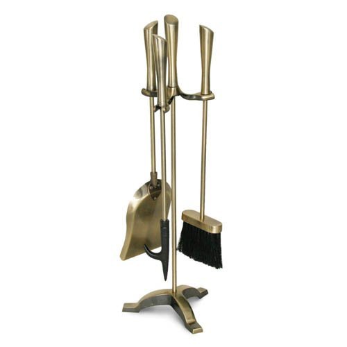 Antique Brass 4 Piece Chandler Fireplace Tool Set