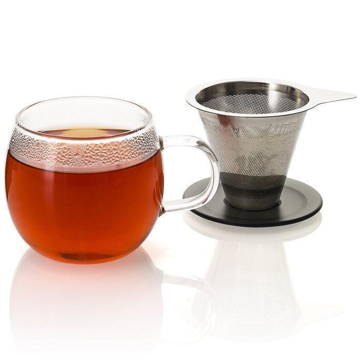 FORLIFE Lucidity Glass Brew-in-Cup with Stainless Infuser and Lid, 12-Ounce/355ml, Teal N2