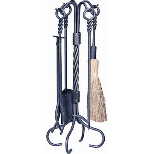 4 Piece Ring Swirl Hand Bronze Fire Tool Set With Stand Material: Bronze