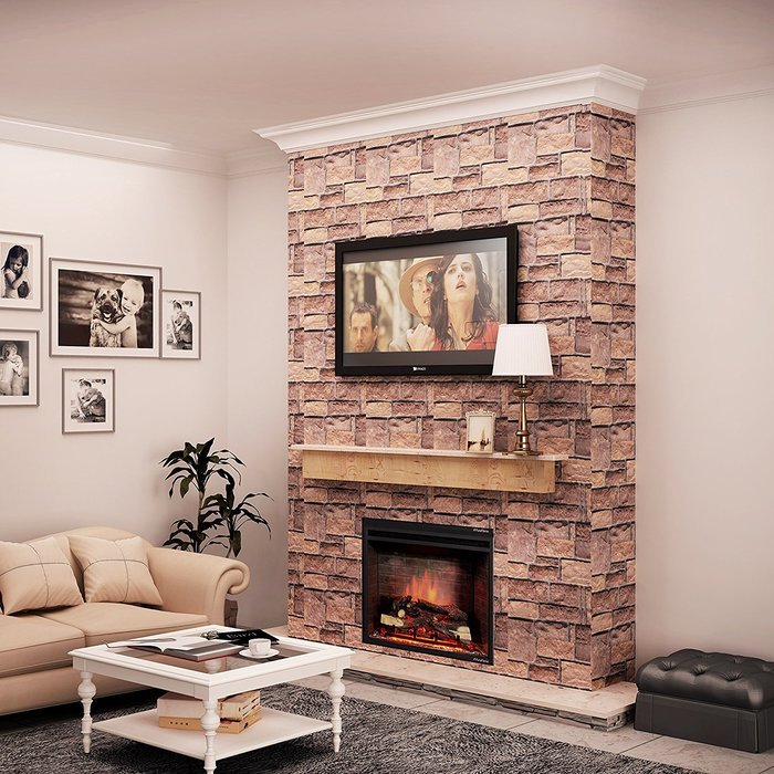 PuraFlame Western 30" Black Embedded Electric Firebox Fireplace Heater With Remote Control