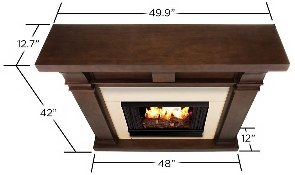 Real Flame Porter Ventless Gel Fireplace - Vintage Black Maple N2
