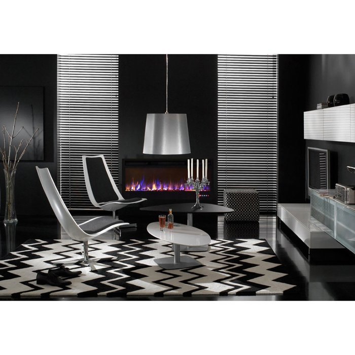 Moda Flame 35 Inch Bliss Crystal Recessed Touch Screen Multi-Color Wall Mounted Electric Fireplace N3