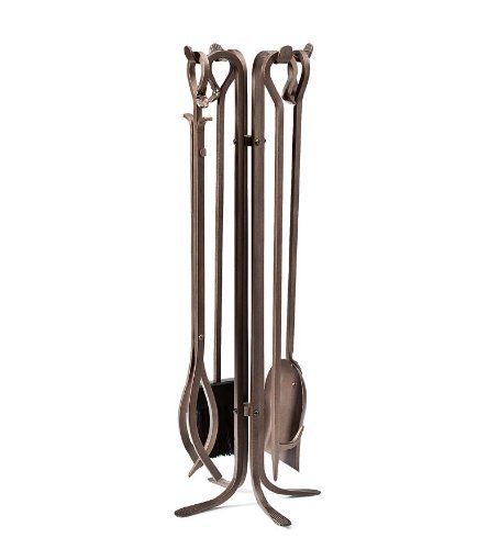 Hand-Forged Fireplace Tool Set, in Bronze